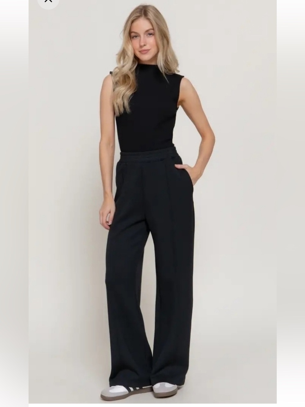 Active USA Black Wide Leg Pull-On Pants